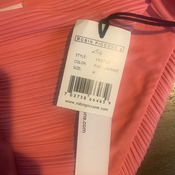 New Robin Piccone Lily Tie Bikini Bottoms 190763 Pink Lemonade Medium - Picture 9 of 14